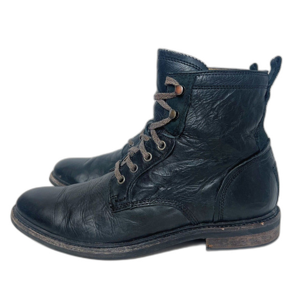 Ugg Men\'s Selwood Boots Black Leather Combat Boots Lace Up Size 11 main image 7